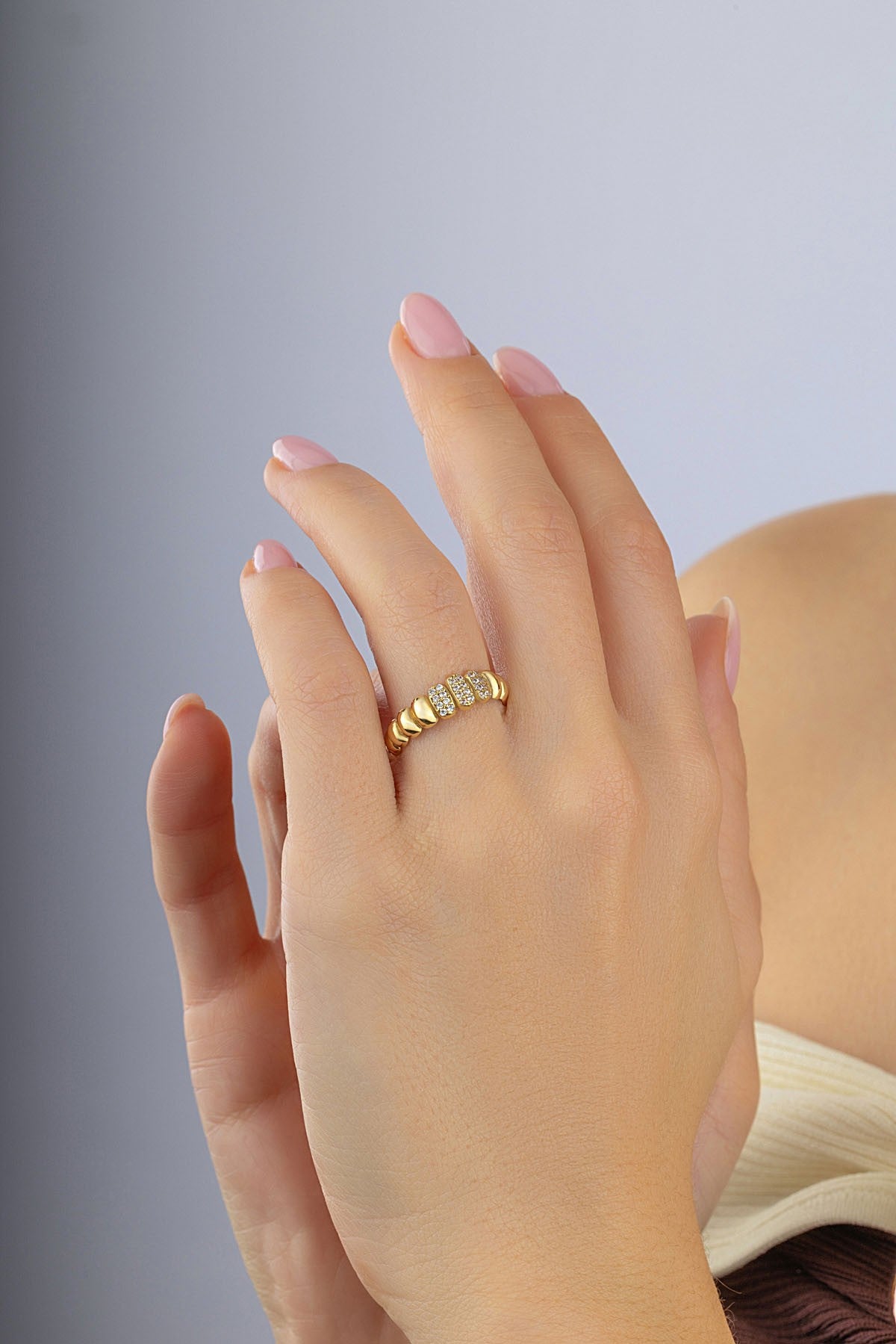 Stone-Set Orbit Gold Ring