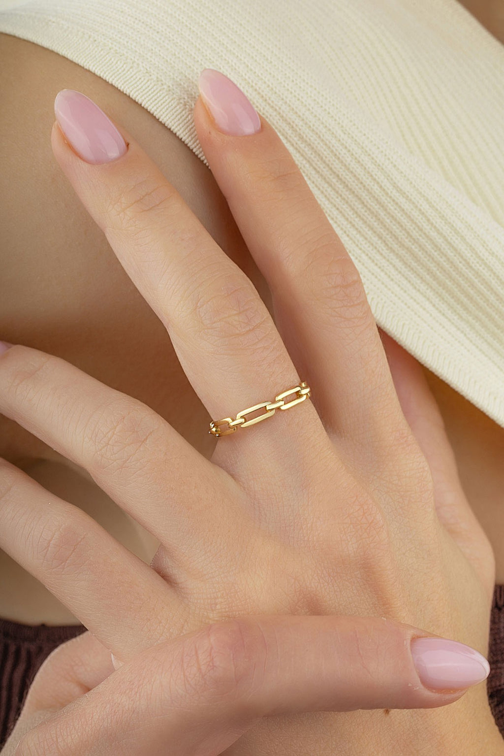 Rectangular Link Gold Ring