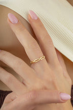 Rectangular Link Gold Ring
