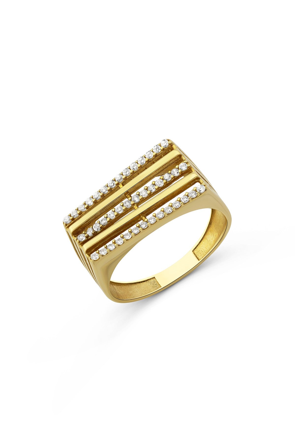 Trio Stone Square Gold Ring Main image