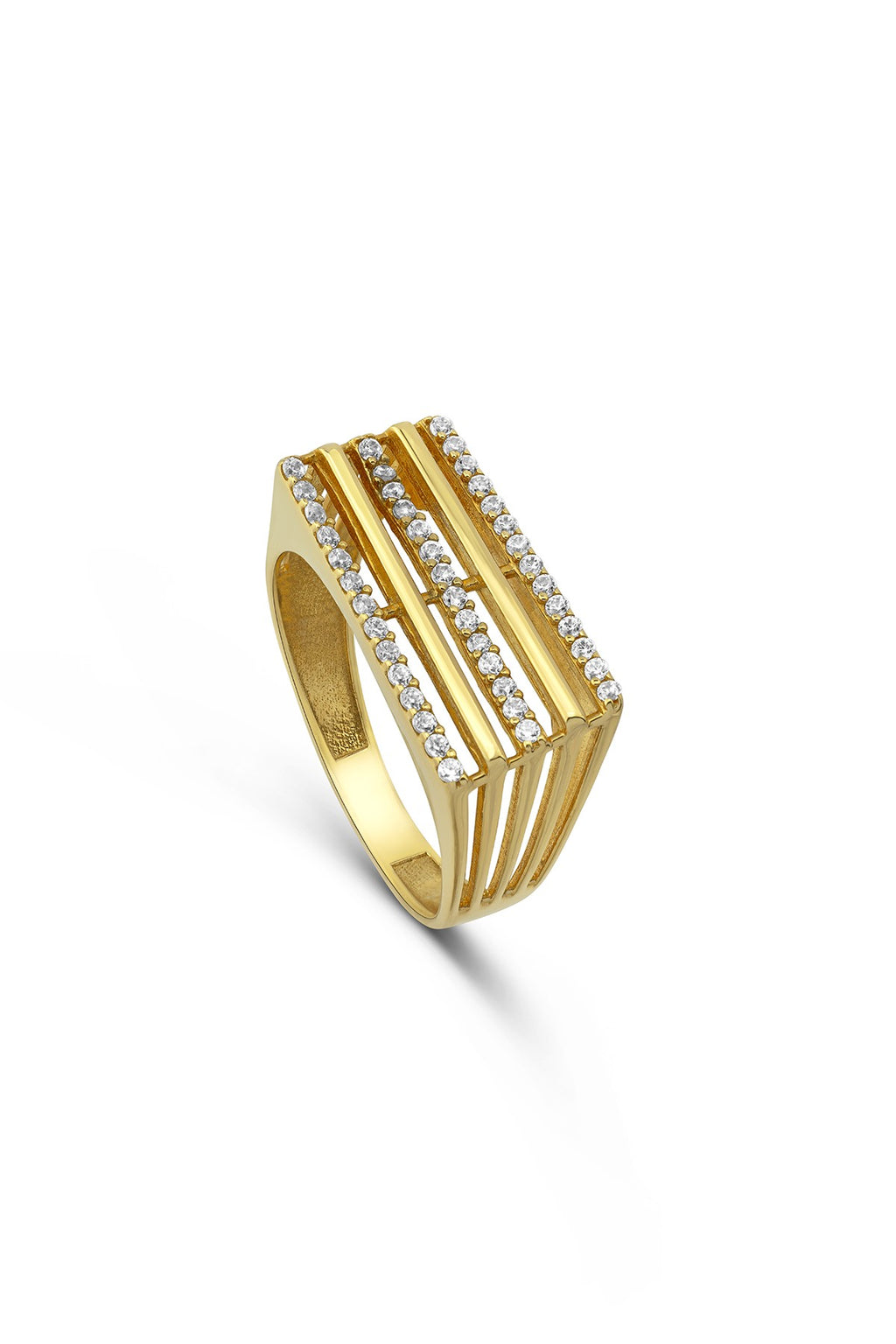 Trio Stone Square Gold Ring