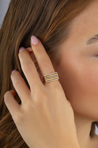 Trio Stone Square Gold Ring