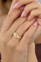 Aura Square Stone-Set Gold Ring