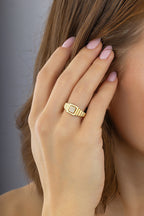 Aura Square Stone-Set Gold Ring
