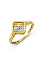 Rectangular Inner Stone-Set Gold Ring