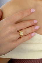 Rectangular Inner Stone-Set Gold Ring