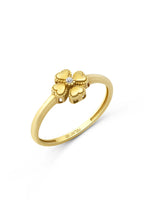 Center Stone-Set Clover Gold Ring