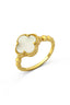 White Reflective Clover Gold Ring