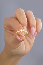 Four-Leaf Floral Gold Ring