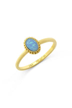Open Blue Stone-Set Gold Ring