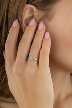 Open Blue Stone-Set Gold Ring