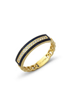 Black Stripe Inner Stone-Set Gold Ring