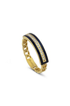 Black Stripe Inner Stone-Set Gold Ring