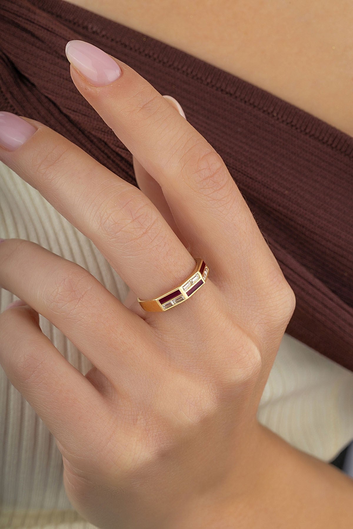Black White Modern Gold Ring
