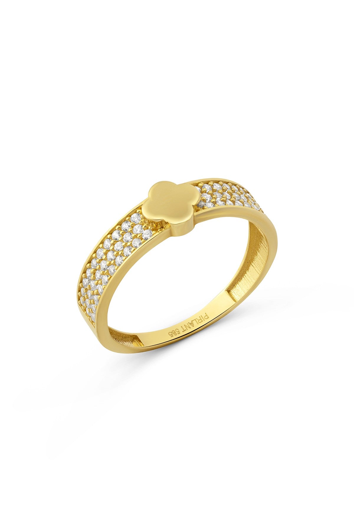 Stripe Clover Gold Ring Main image