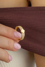 Stripe Clover Gold Ring