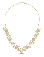 White Pink Mother-of-Pearl Rectangular Shape Italian Gold Necklace