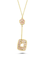 Reversible Pink White Mother-of-Pearl Floral Drop Gold Necklace