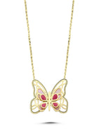 Mother-of-Pearl Modern Butterfly Gold Necklace