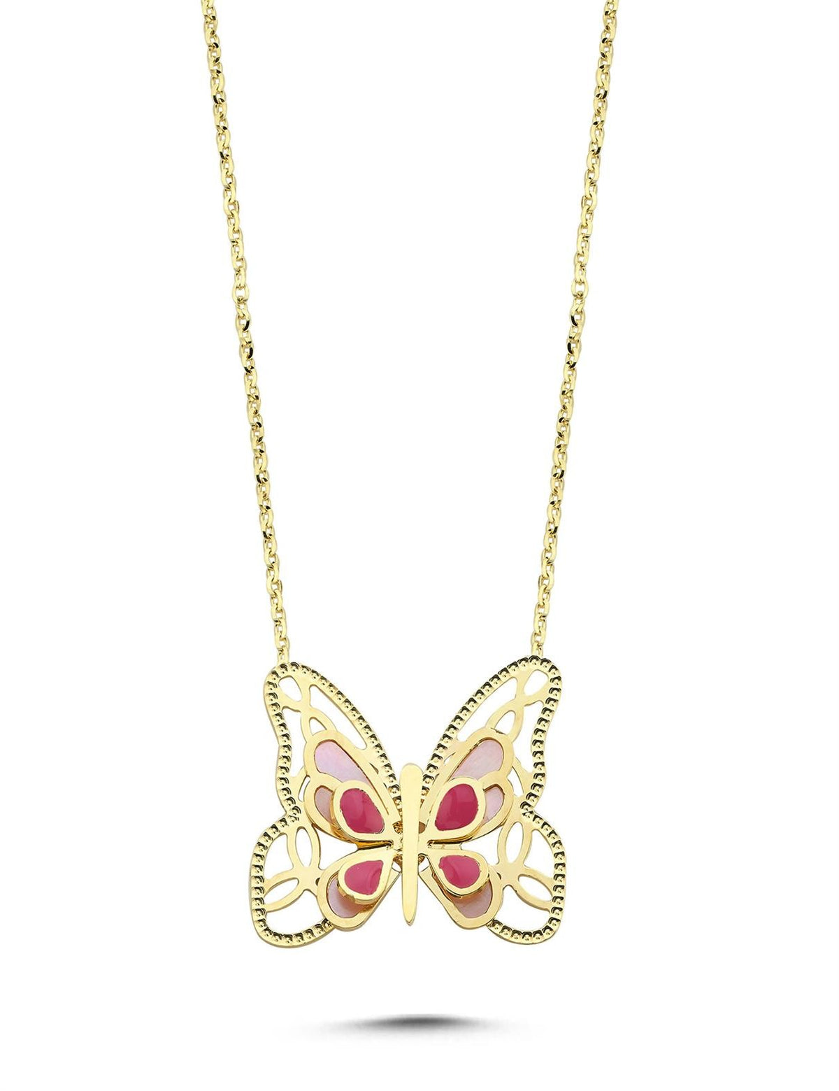 Mother-of-Pearl Modern Butterfly Gold Necklace