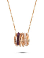 Rose Opal Amethyst Stone-Set Gold Necklace