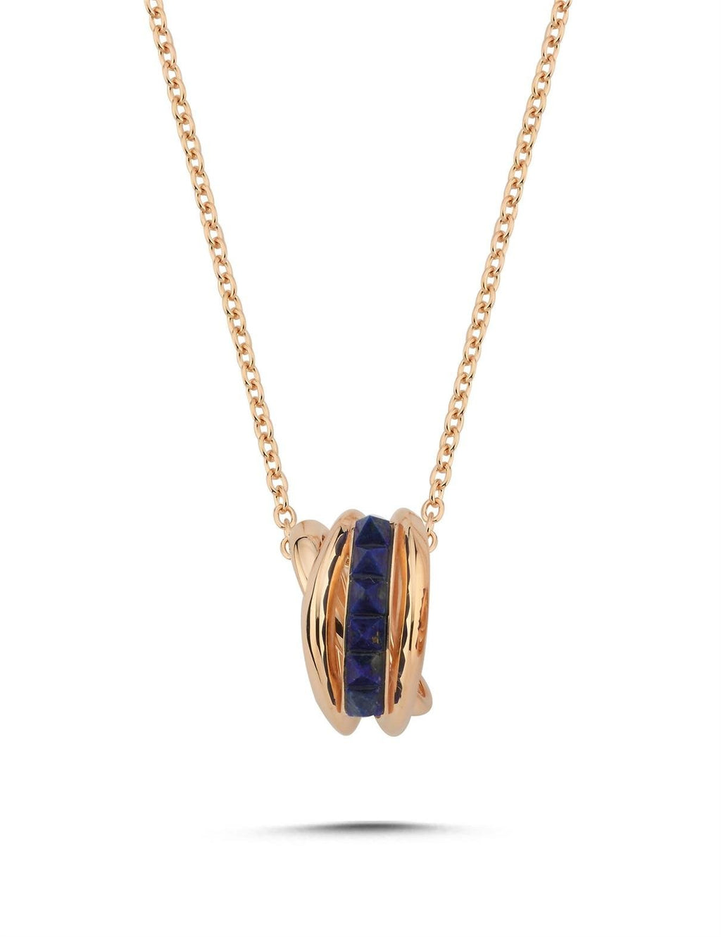 Lapis Stone-Set Rose Gold Necklace