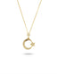 8K Stone-Set Crescent & Star Gold Necklace