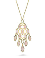 Reversible Pink White Mother-of-Pearl Design Italian Gold Necklace