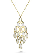 Reversible Pink White Mother-of-Pearl Design Italian Gold Necklace