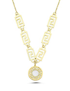 Geometric Turquoise Mother-of-Pearl Italian Gold Necklace