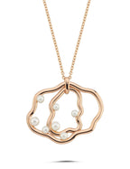Pearl Stone-Set Italian Design Rose Gold Necklace