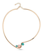 Rose Opal Turquoise Stone-Set Gold Necklace