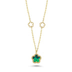 Reversible Green White Mother-of-Pearl Floral Gold Necklace