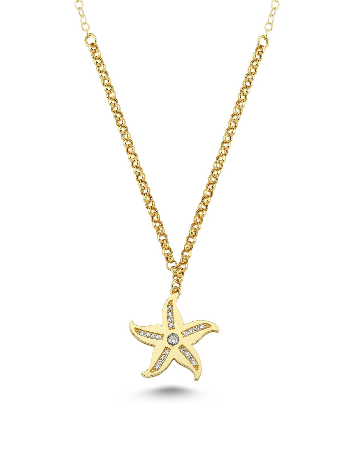14K Stone-Set Starfish Necklace