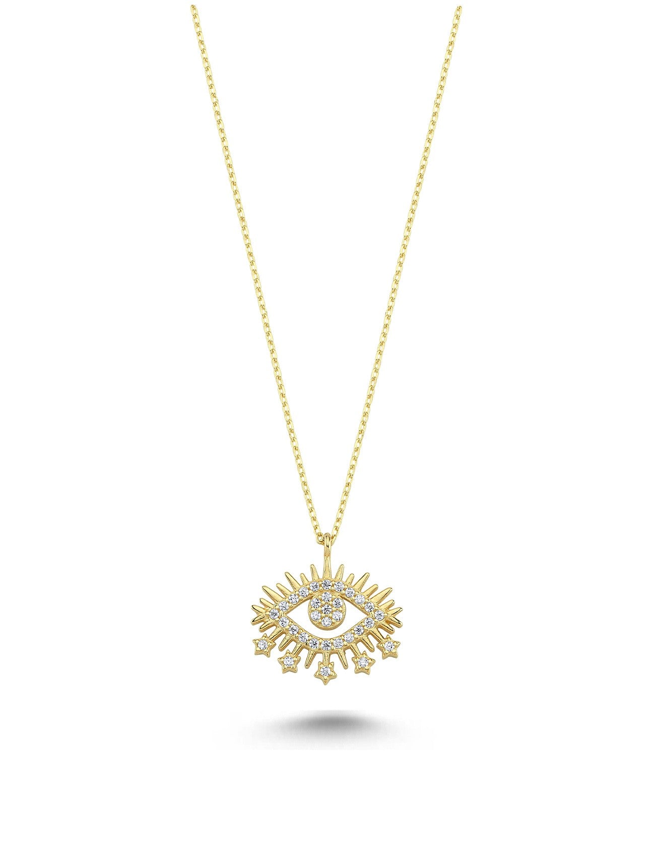 14K Zircon Stone-Set Eye Gold Necklace Main image