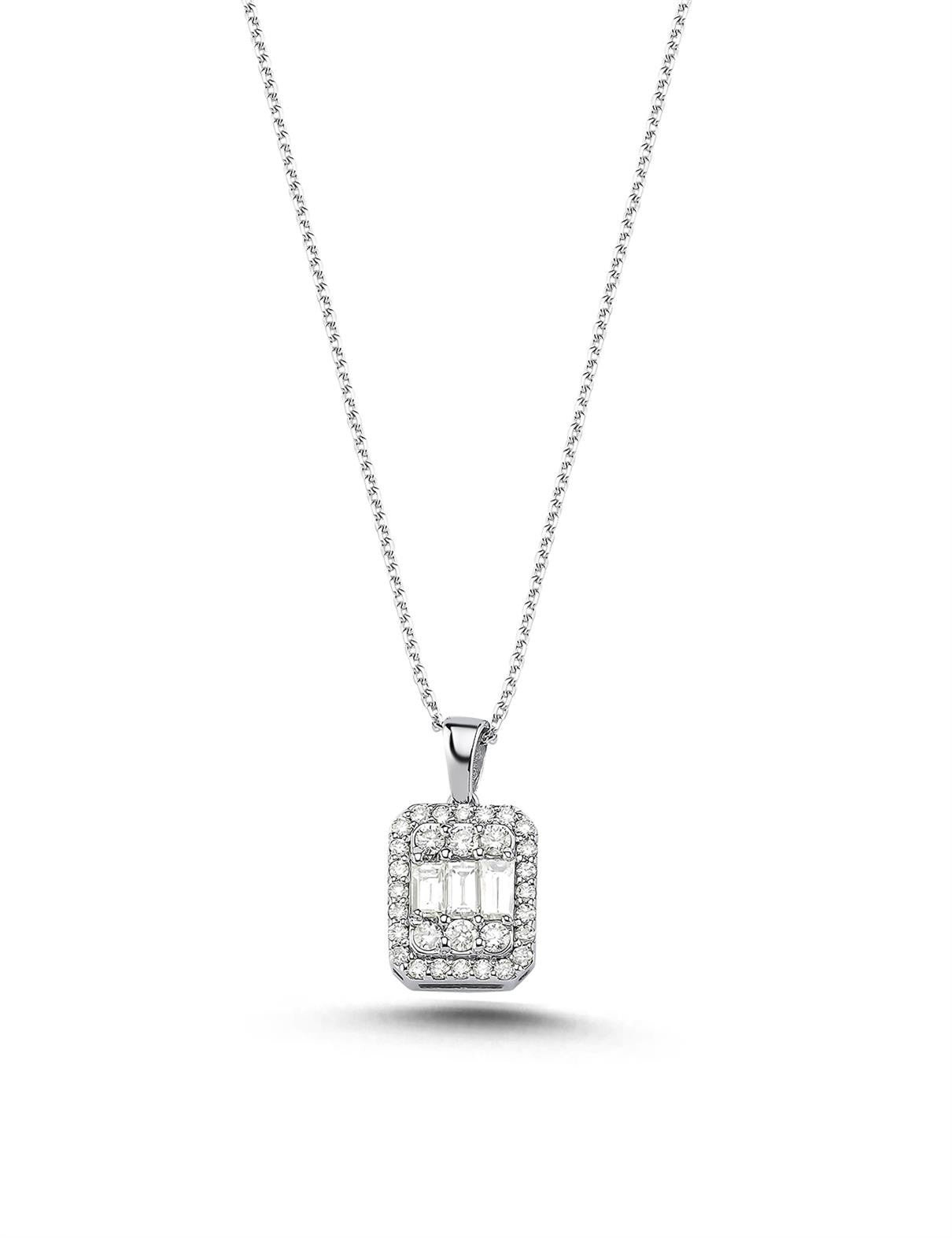 0.55 Carat Diamond Baguette Necklace