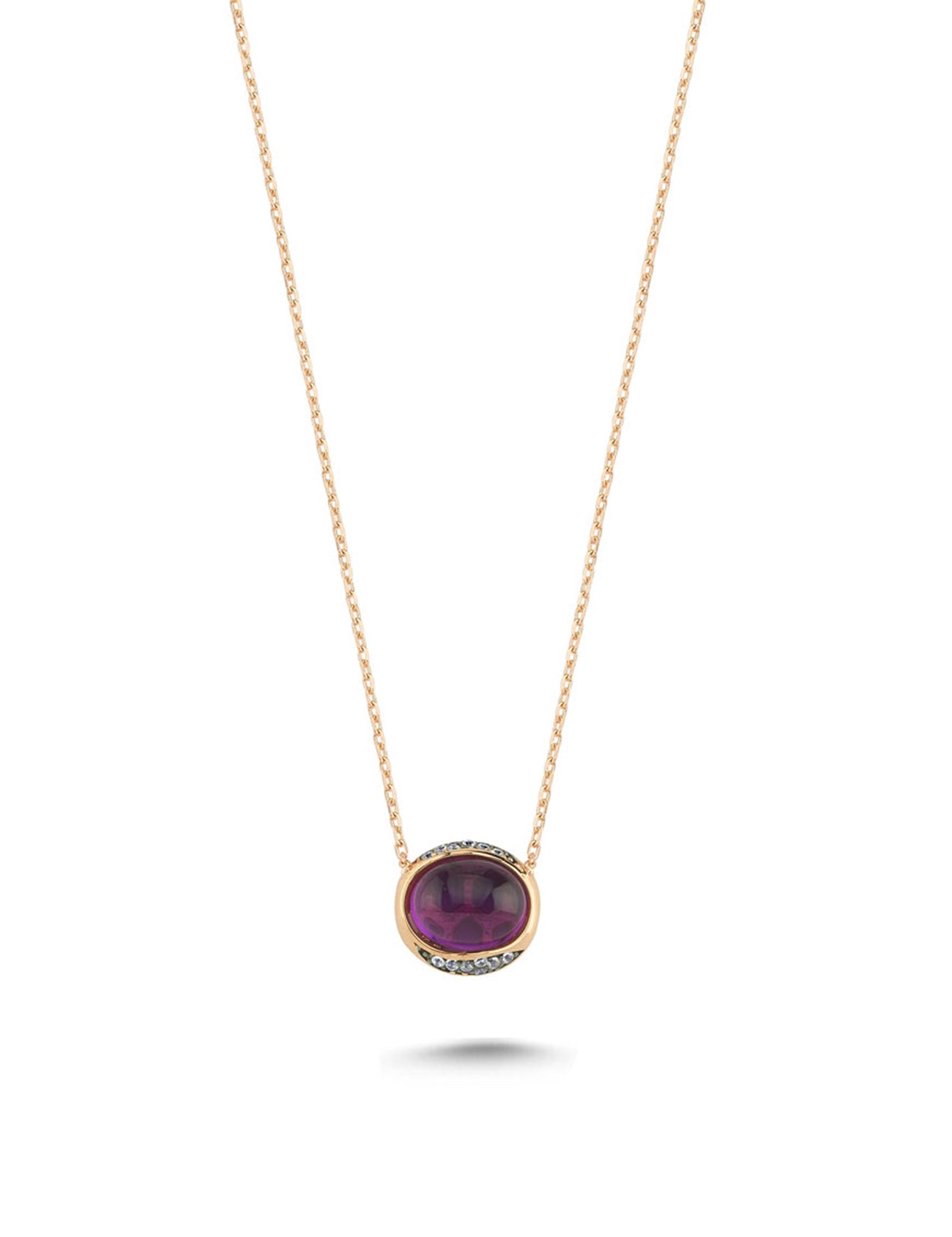 14K Stone-Set Amethyst Gold Necklace