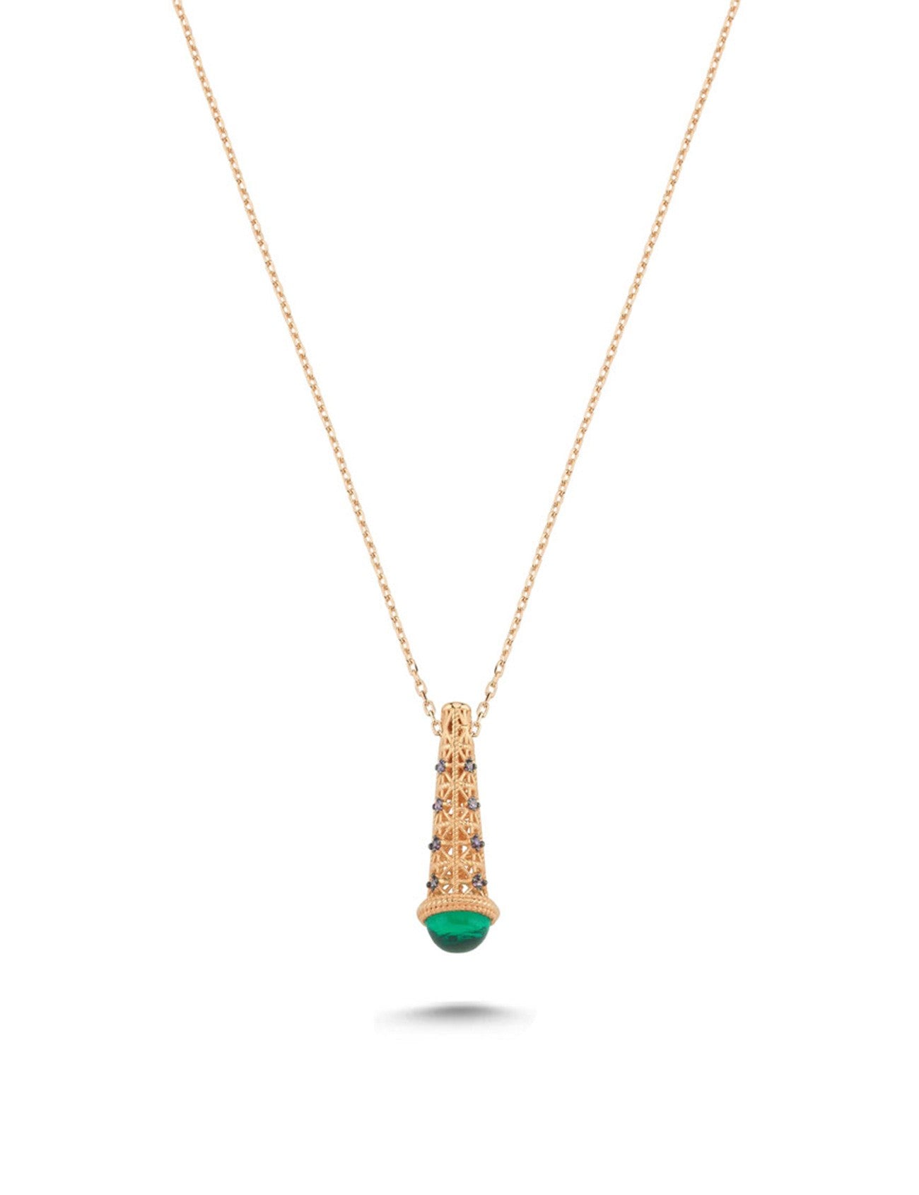 14K Emerald Stone-Set Gold Necklace Main image