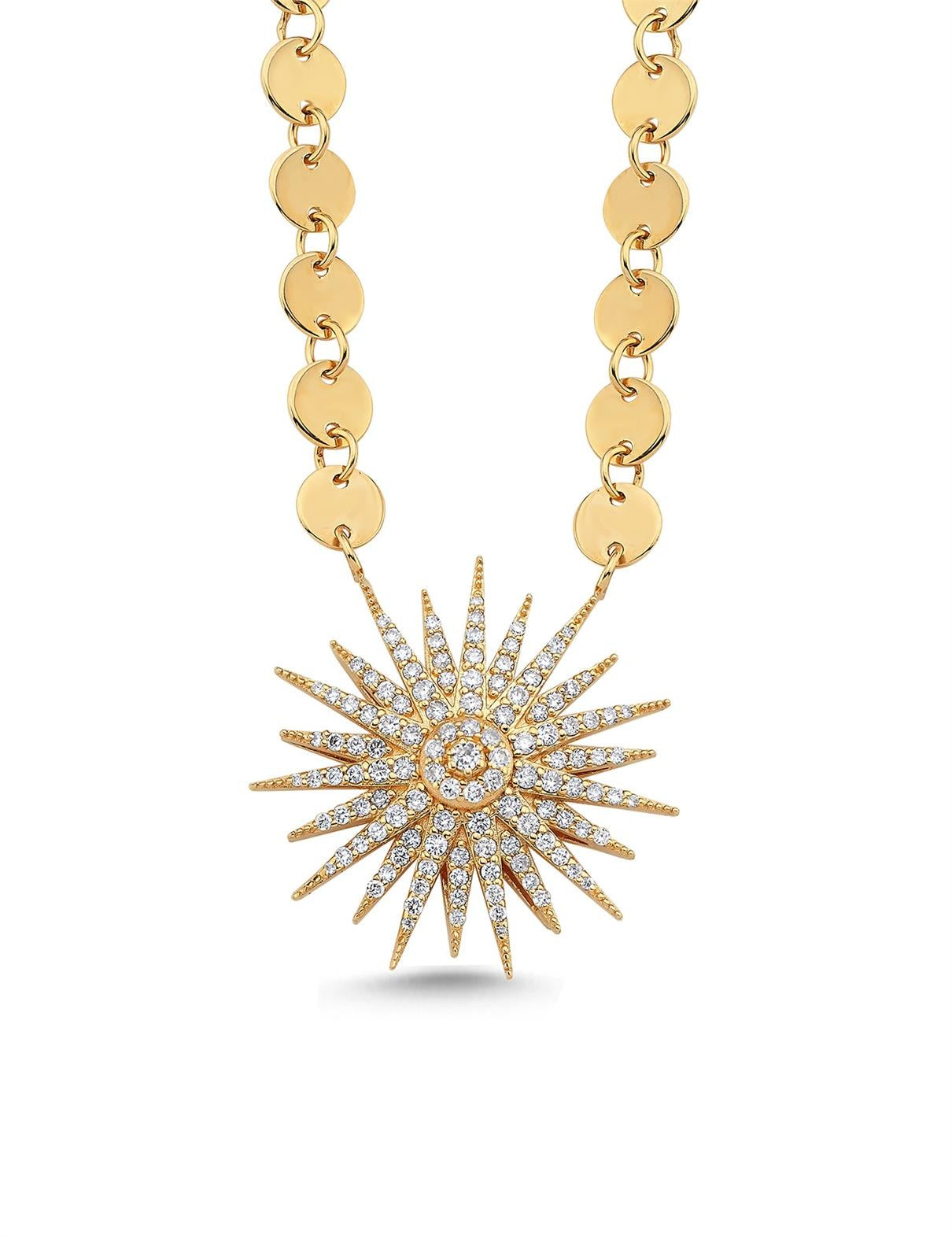 0.55 Carat Sun Motif Diamond Necklace