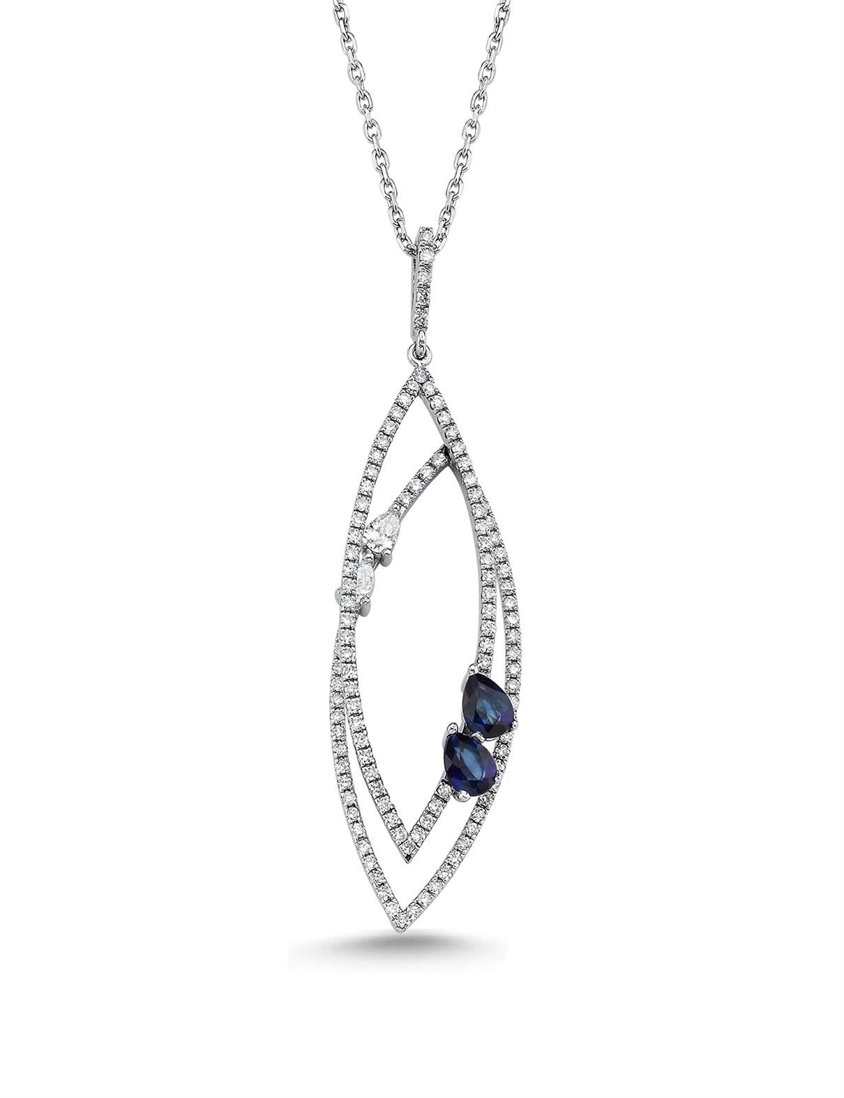 0.87 Carat Diamond Sapphire Necklace