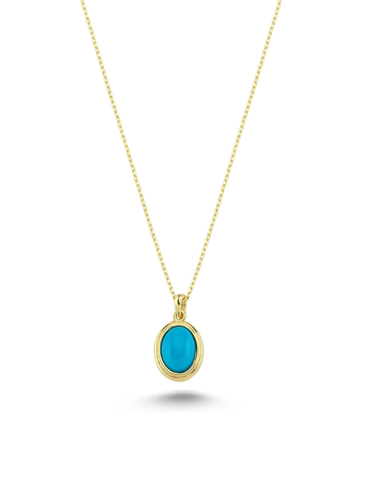 14K Turquoise Stone-Set Gold Necklace