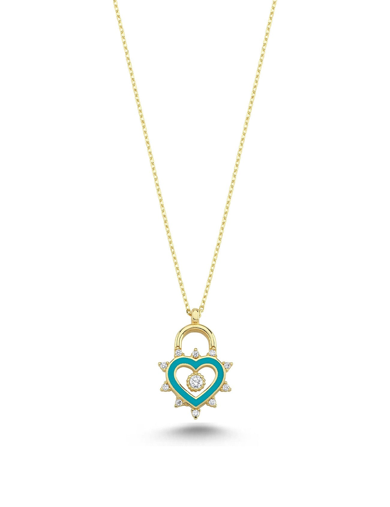 14K Stone-Set Heart Gold Necklace Main image