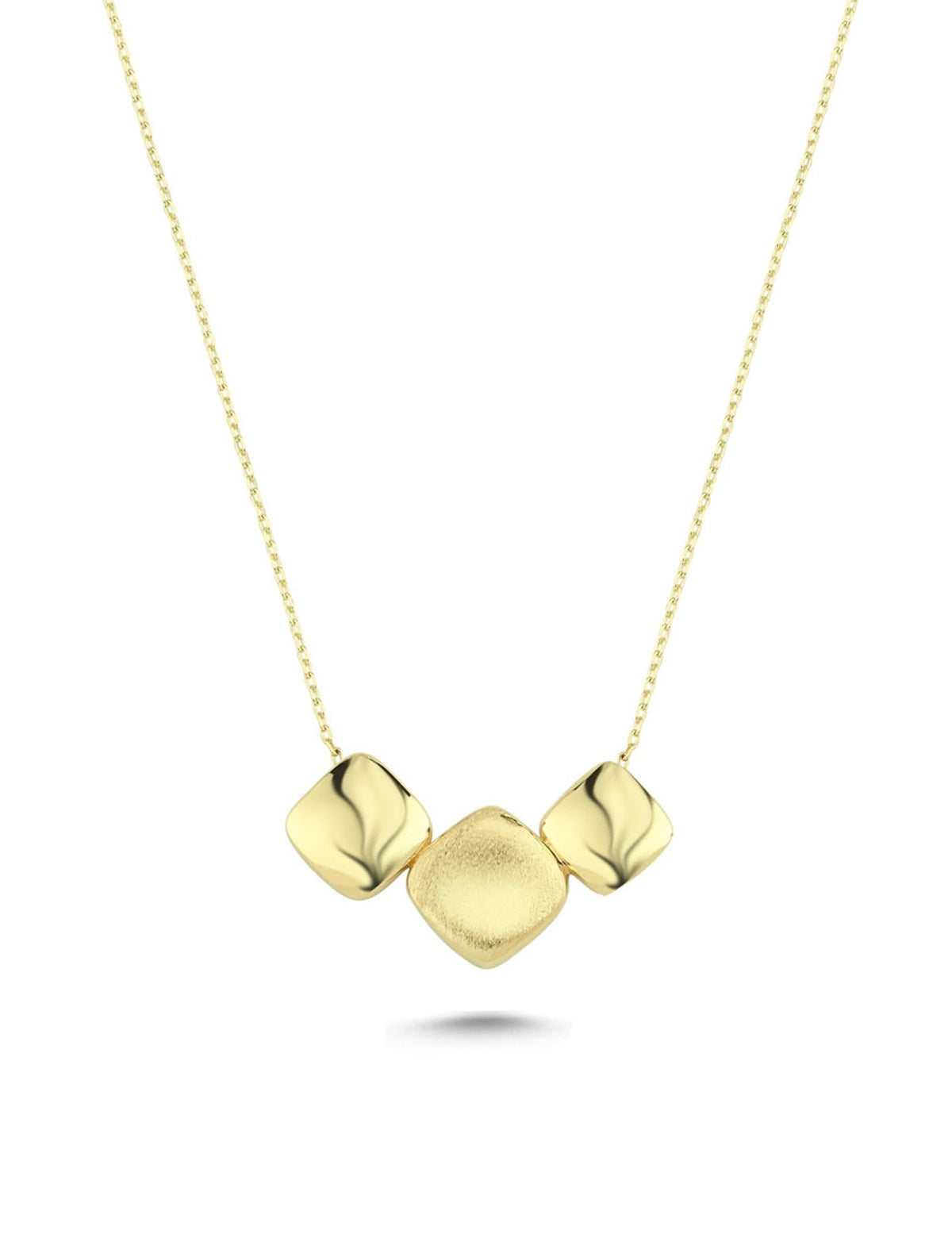 14K Square Detail Gold Necklace Main image