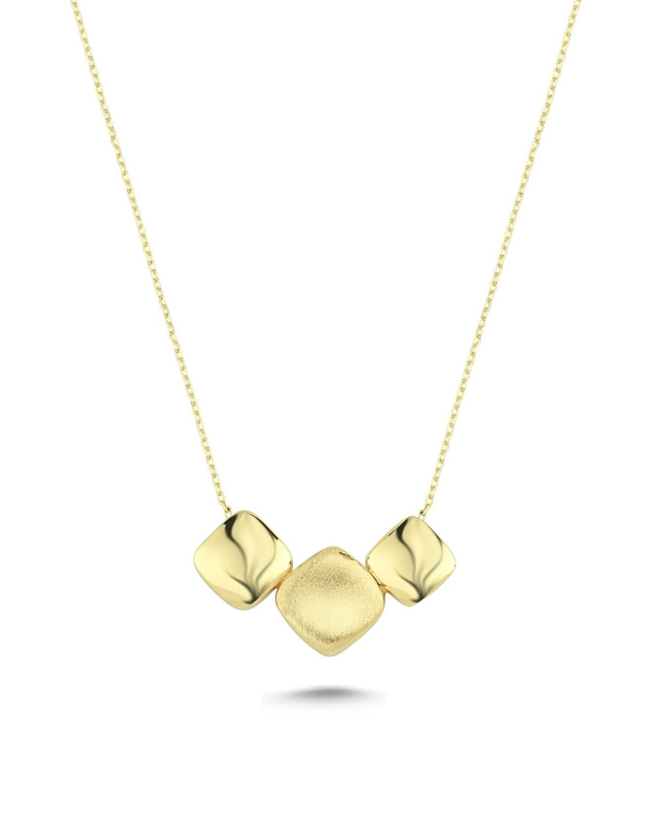 14K Square Detail Gold Necklace