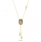 Italian Design Stone-Set Drop Gold Necklace