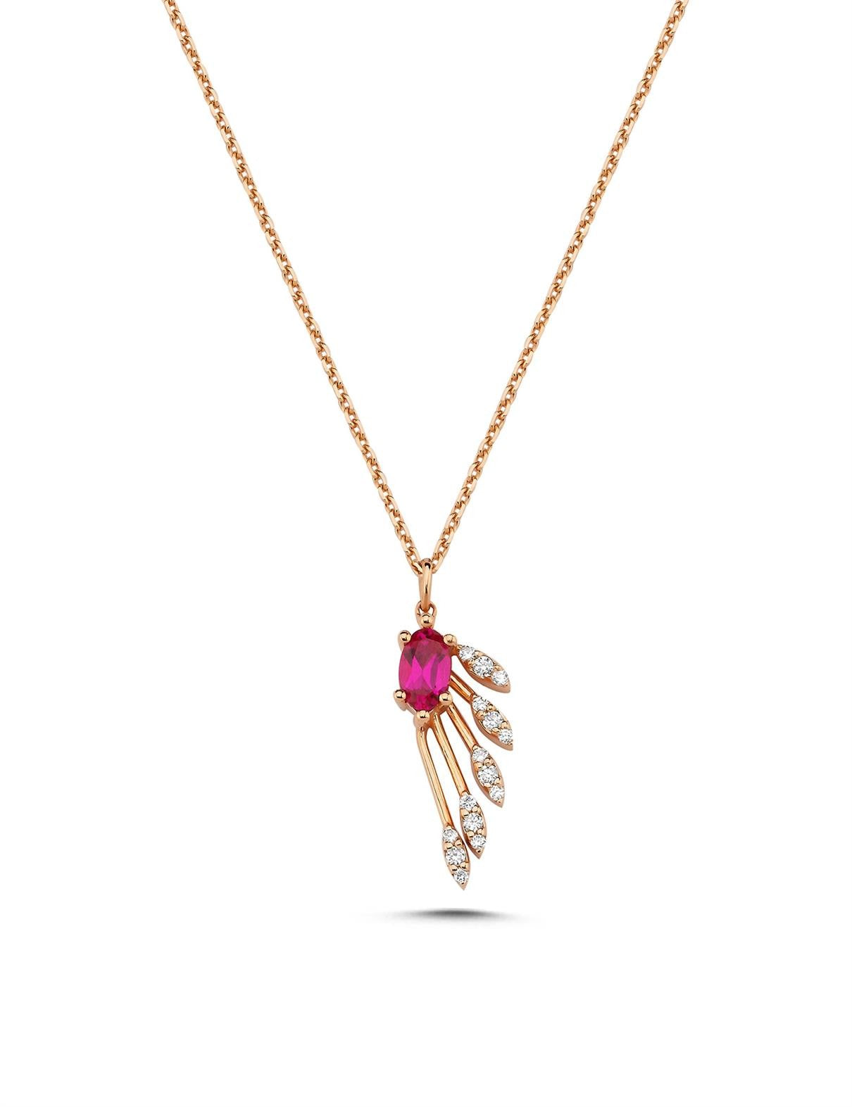 0.41 Carat Diamond Ruby Necklace