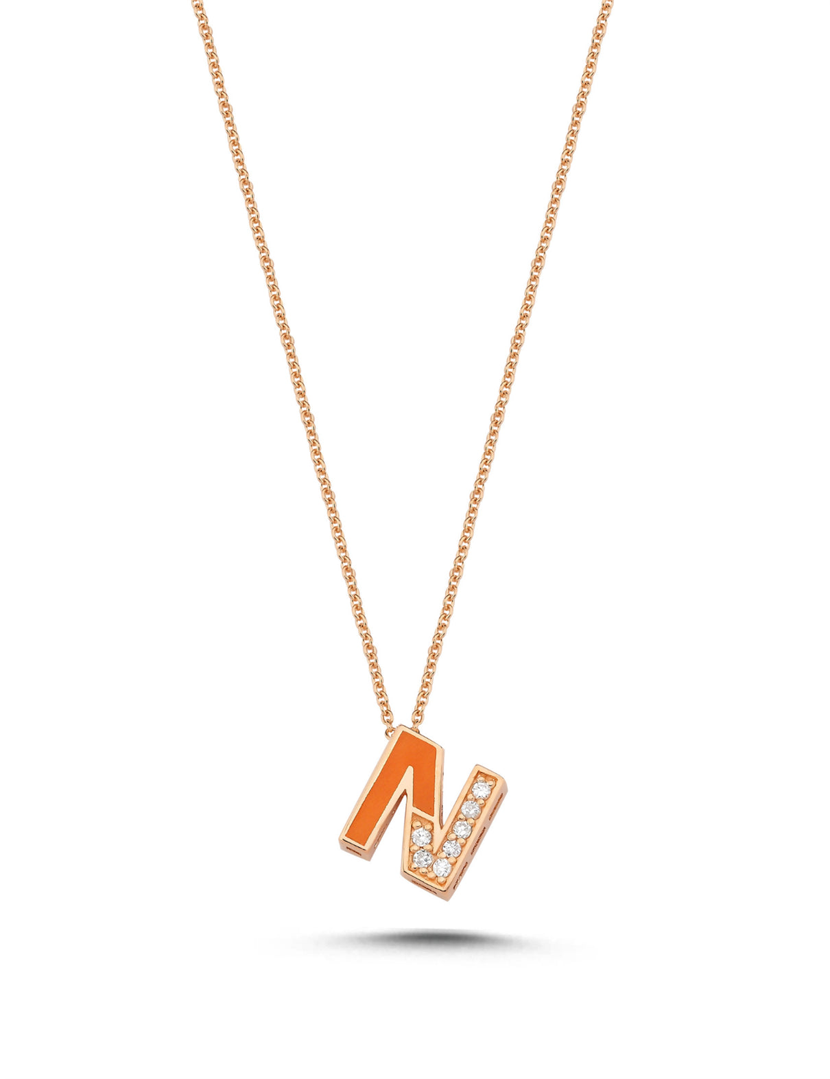 0.04 Carat Diamond N Letter Necklace