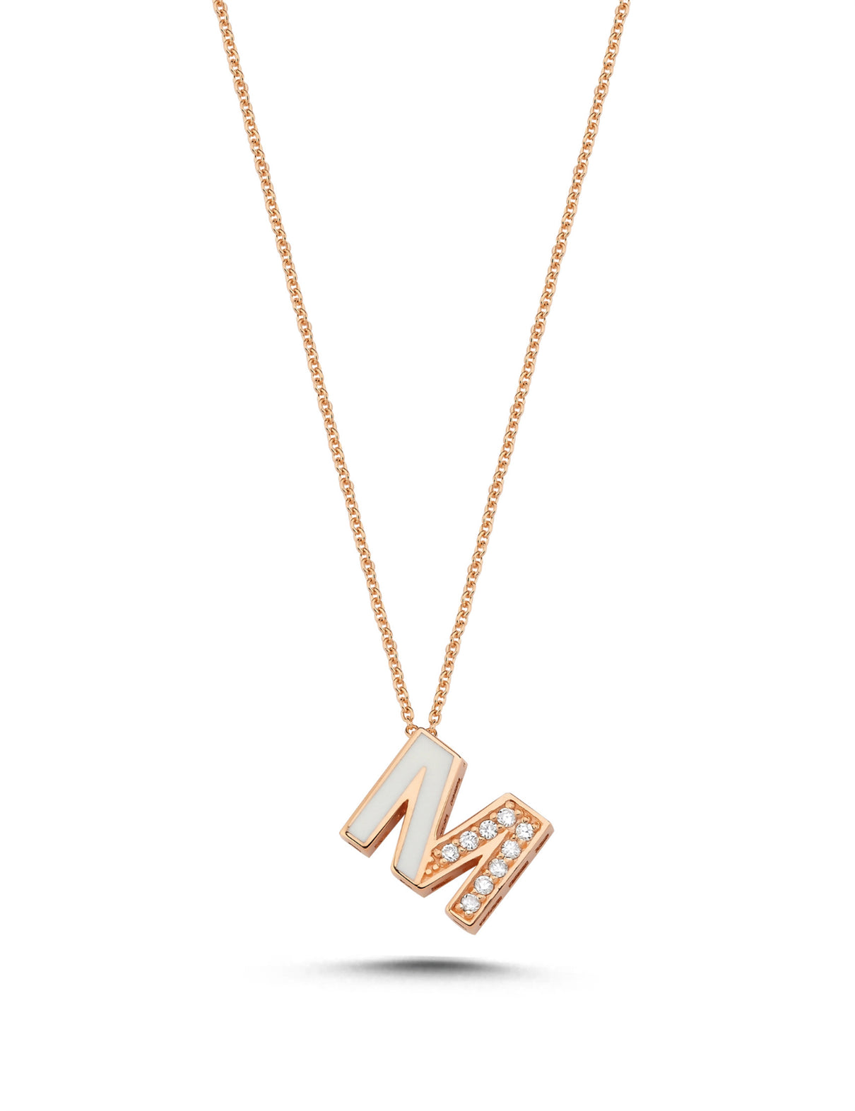 0.05 Carat Diamond M Letter Necklace