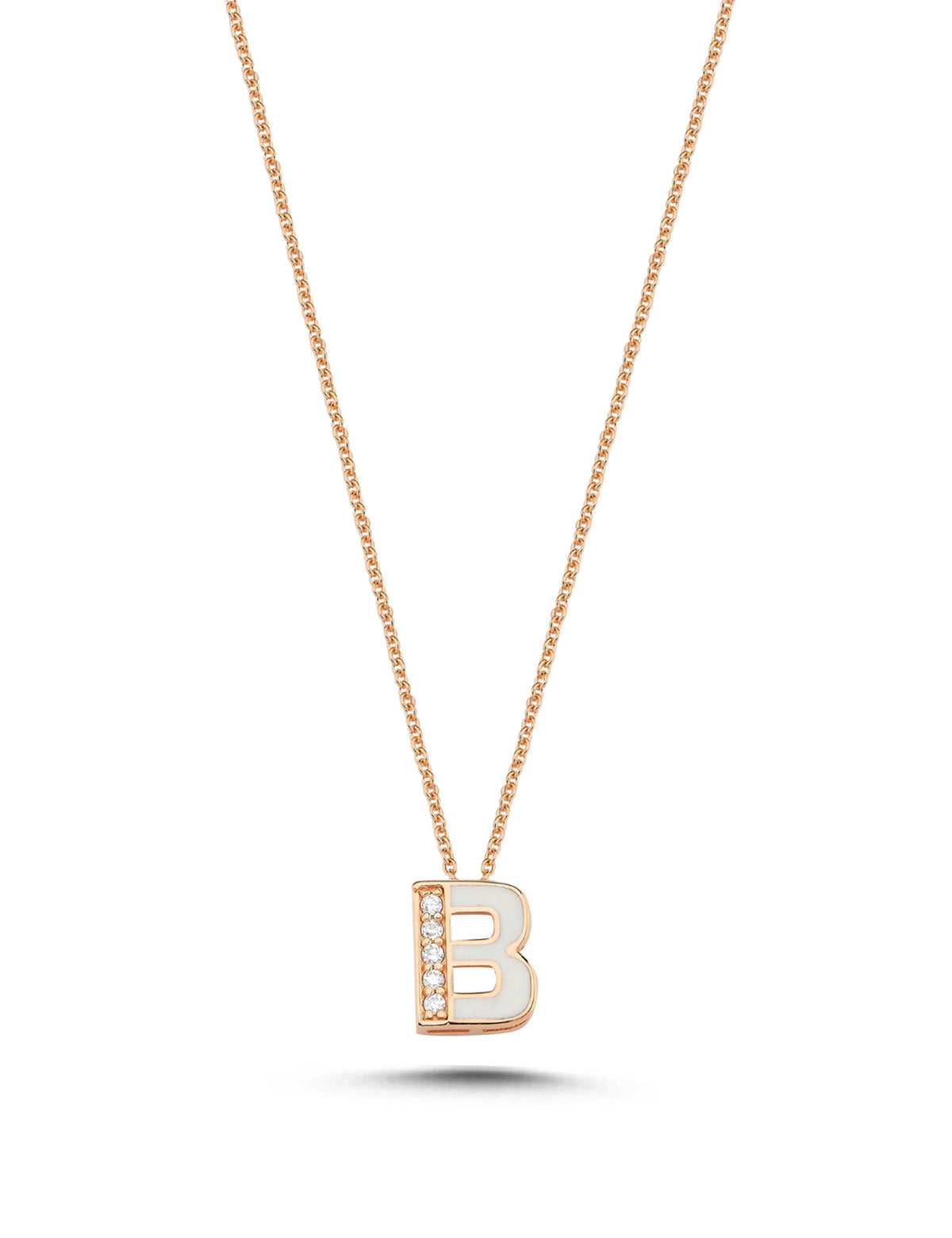 0.03 Carat Diamond B Letter Necklace