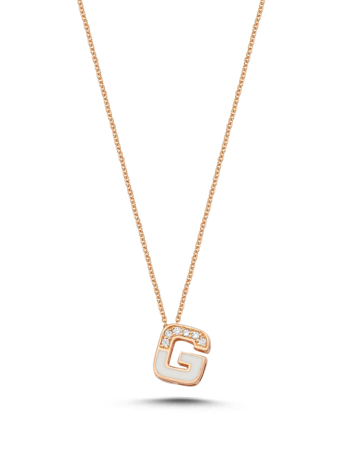 0.03 Carat Diamond G Letter Necklace
